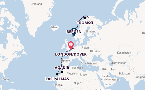 Norwegen ab London/Dover, Großbritannien auf der Nieuw Statendam