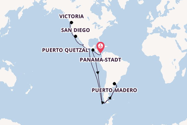USA Westküste ab Panama-Stadt, Panama auf der Explora III
