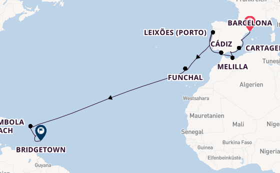 Mittelmeer ab Barcelona, Spanien auf der Seabourn Ovation