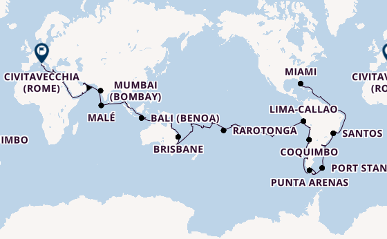 Wereldreizen vanaf Nederland met de Seven Seas Mariner