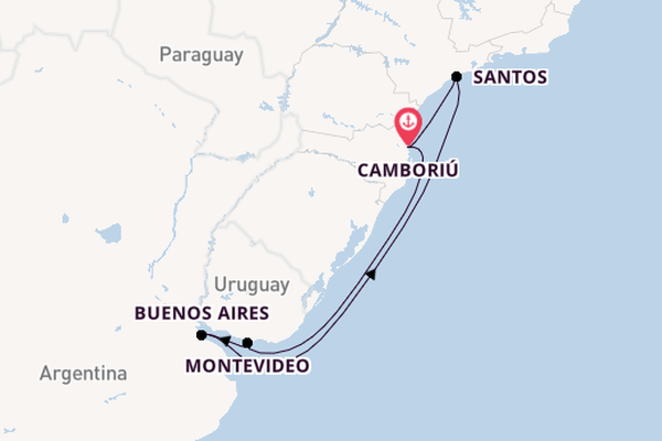 Zuid-Amerika vanaf Camboriú, Brazilië met de MSC Seaview
