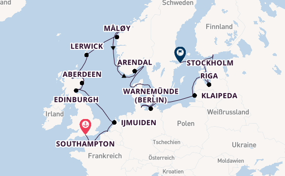 Vereinigtes Königreich ab Southampton, Großbritannien auf der Sirena