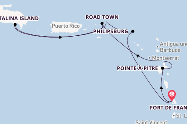 Karibik ab Fort de France, Martinique auf der MSC Opera
