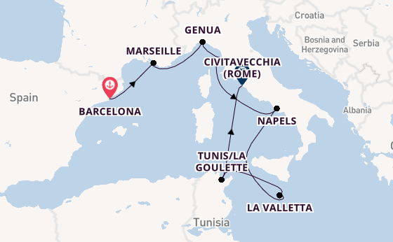 Westelijke Middellandse Zee vanaf Barcelona, Spanje met de Carnival Sunshine