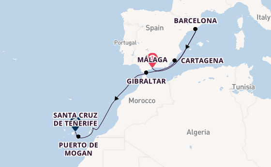 Western Mediterranean from Málaga, Spain with the Azura