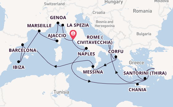Mediterranean from Rome (Civitavecchia), Italy with the Sun Princess