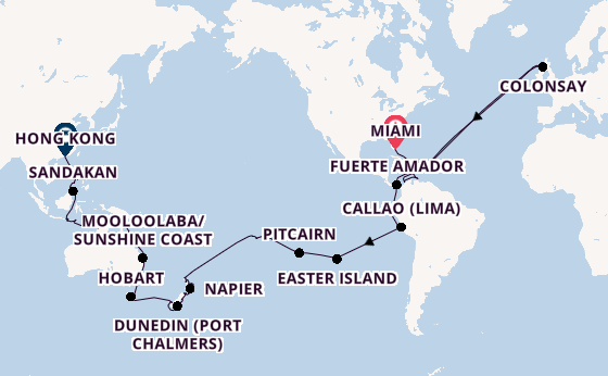 Round-the-World Trip from Miami, Florida, USA with the Azamara Onward