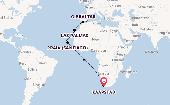 Zuidelijk Afrika vanaf Kaapstad, Zuid-Afrika met de Mein Schiff 6