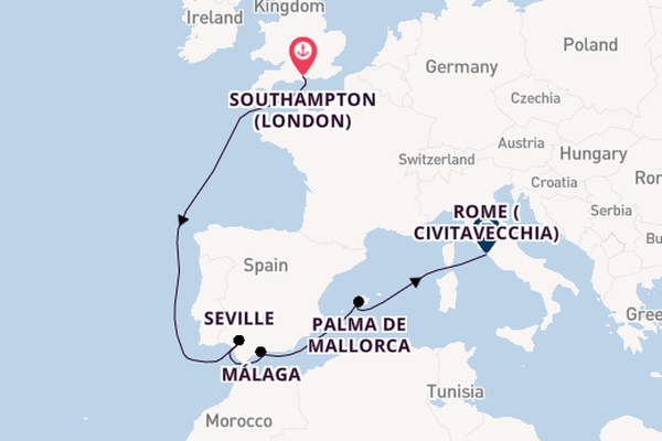 Western Mediterranean from Southampton, England with the Queen Victoria