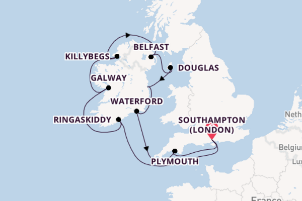 British Isles from Southampton (London), England, United Kingdom with the Vista