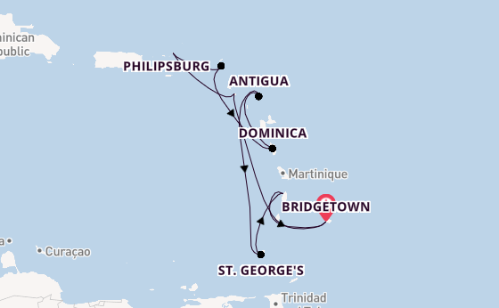 Southern Caribbean from Bridgetown, Barbados with the Arvia
