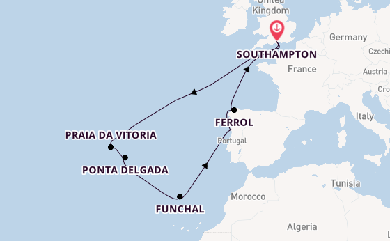 Portugal from Southampton, England with the Queen Victoria
