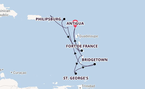 Southern Caribbean from Antigua, Antigua and Barbuda with the Iona