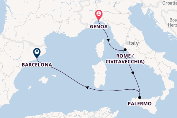 Western Mediterranean from Genoa, Italy with the MSC Splendida