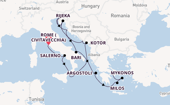 Mediterranean Sea from Rome (Civitavecchia), Italy with the Seven Seas Prestige