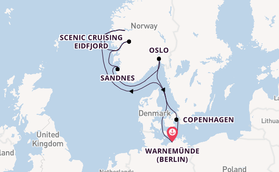 Norway from Warnemünde (Berlin), Germany with the MSC Magnifica