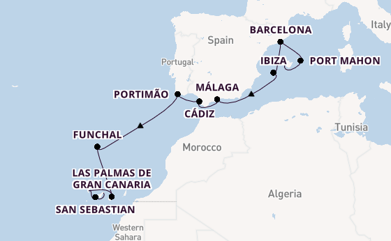 Western Mediterranean from Palma de Mallorca, Spain with the MS EUROPA 2