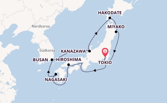 Japan ab Tokio, Japan auf der Silver Moon
