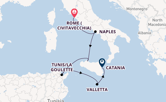 Western Mediterranean from Rome (Civitavecchia), Italy with the Costa Fascinosa