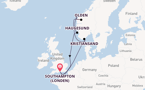 Noorwegen vanaf Southampton (Londen), Engeland met de Disney Wish