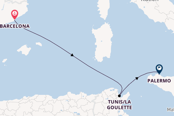 Mittelmeer ab Barcelona, Spanien auf der MSC Meraviglia