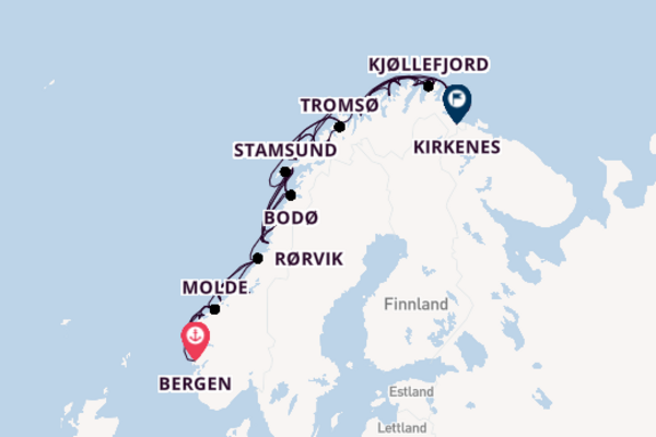 Norwegen ab Bergen, Norwegen auf der Nordlys