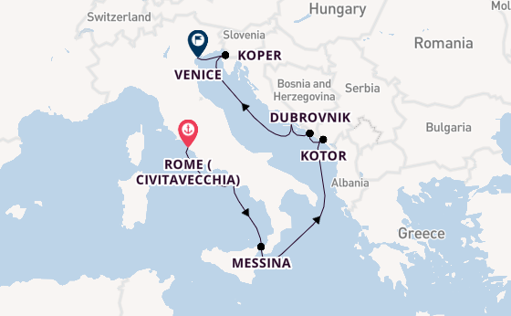 Mediterranean Sea from Rome (Civitavecchia), Italy with the Seven Seas Grandeur