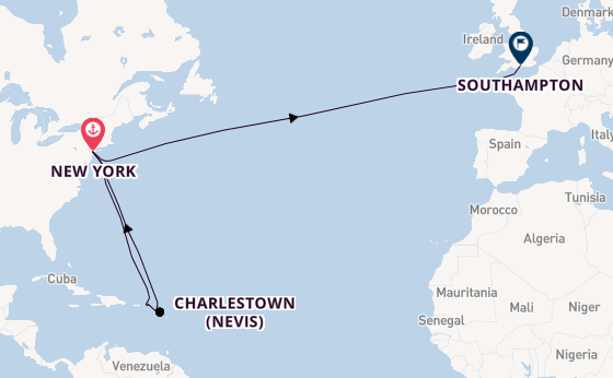 Transatlantic from New York, USA with the Queen Mary 2