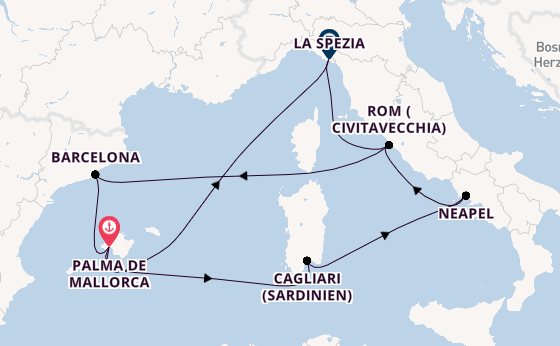 Westliches Mittelmeer ab Palma de Mallorca, Spanien auf AIDAcosma