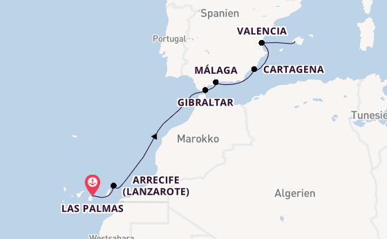 Westliches Mittelmeer ab Las Palmas, Gran Canaria auf AIDAstella