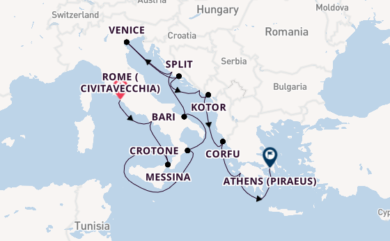 Mediterranean Sea from Rome (Civitavecchia), Italy with the Viking Lyra