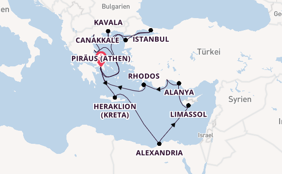 Östliches Mittelmeer ab Piräus (Athen), Griechenland auf der Azamara Journey