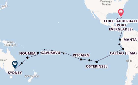 Transpazifik ab Fort Lauderdale (Port Everglades), USA auf der Volendam