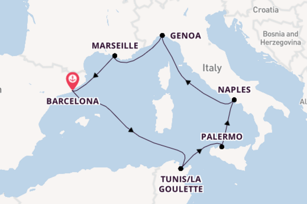 Pompei, Portofino & Provence Fly Cruise From Barcelona