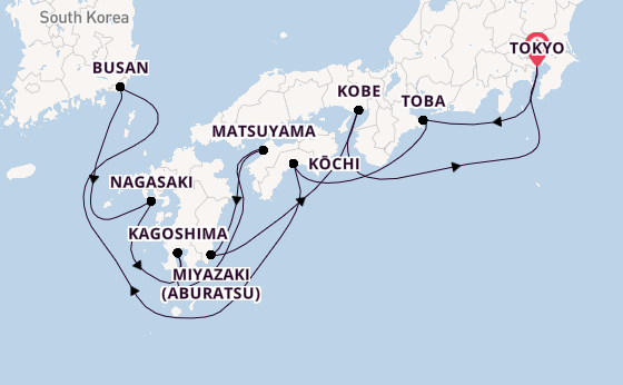 Japan from Tokyo, Japan with the Sapphire Princess