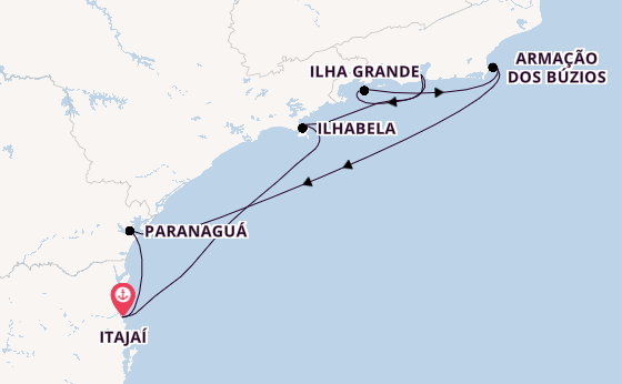 Brazilië vanaf Itajaí, Brazilië met de MSC Musica