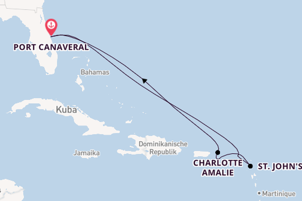 Karibik ab Port Canaveral, USA auf der Adventure of the Seas