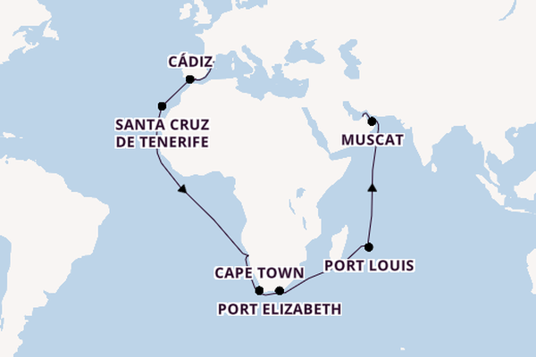 Southern Africa from Barcelona, Spain with the Costa Toscana