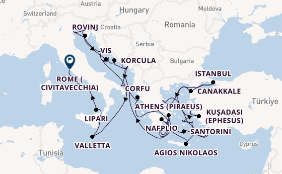 Eastern Mediterranean from Dubrovnik, Croatia with the Seabourn Ovation 