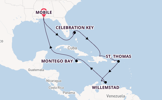 Caribbean vanaf Mobile, Alabama, Verenigde Staten met de Carnival Valor