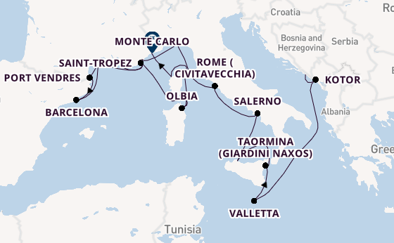 Western Mediterranean from Dubrovnik, Croatia with the Seabourn Ovation 