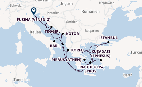 Östliches Mittelmeer ab Piräus (Athen), Griechenland auf der EXPLORA II