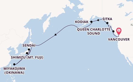Transpazifik ab Vancouver, Kanada auf der Seabourn Encore