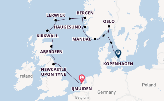 Verenigd Koninkrijk vanaf IJmuiden, Nederland met de Sonata (Oceania)