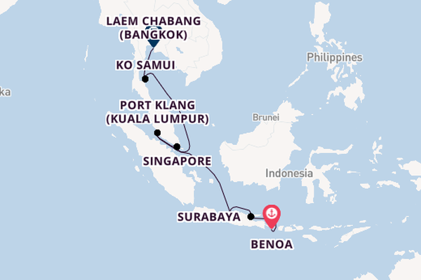 South East Asia from Benoa, Bali, Indonesia with the Viking Venus