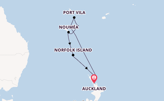 South Pacific from Auckland, New Zealand with the Carnival Adventure