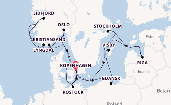 Noorwegen vanaf Kopenhagen, Denemarken met de MSC Magnifica