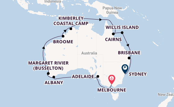 Australië vanaf Melbourne, Australië met de Grand Princess