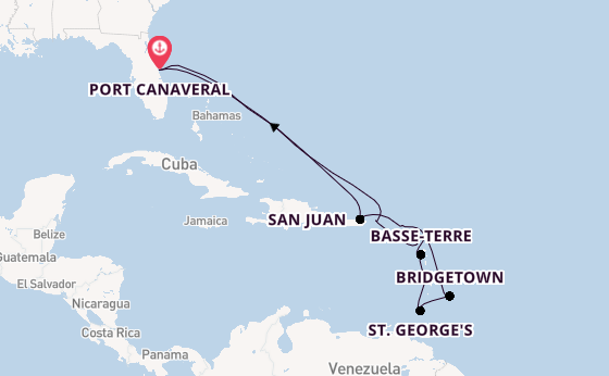 Caribbean from Port Canaveral, Florida, USA with the Carnival Firenze