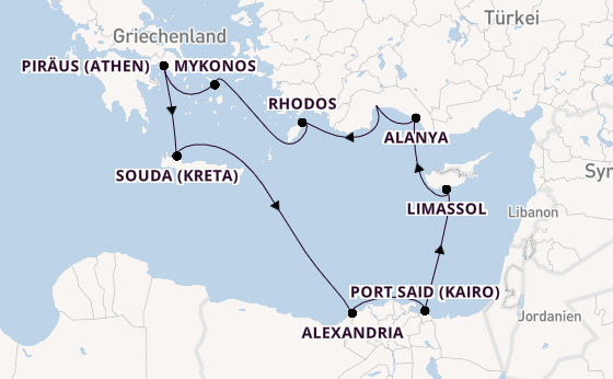 Östliches Mittelmeer ab Antalya, Türkei auf AIDAstella
